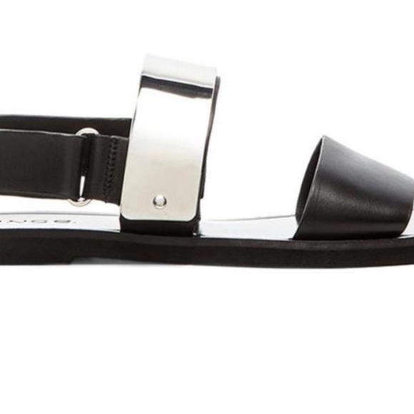 Vince Black and Metallic Silver Ciara Sandals Size 7 - Picture 8 of 9